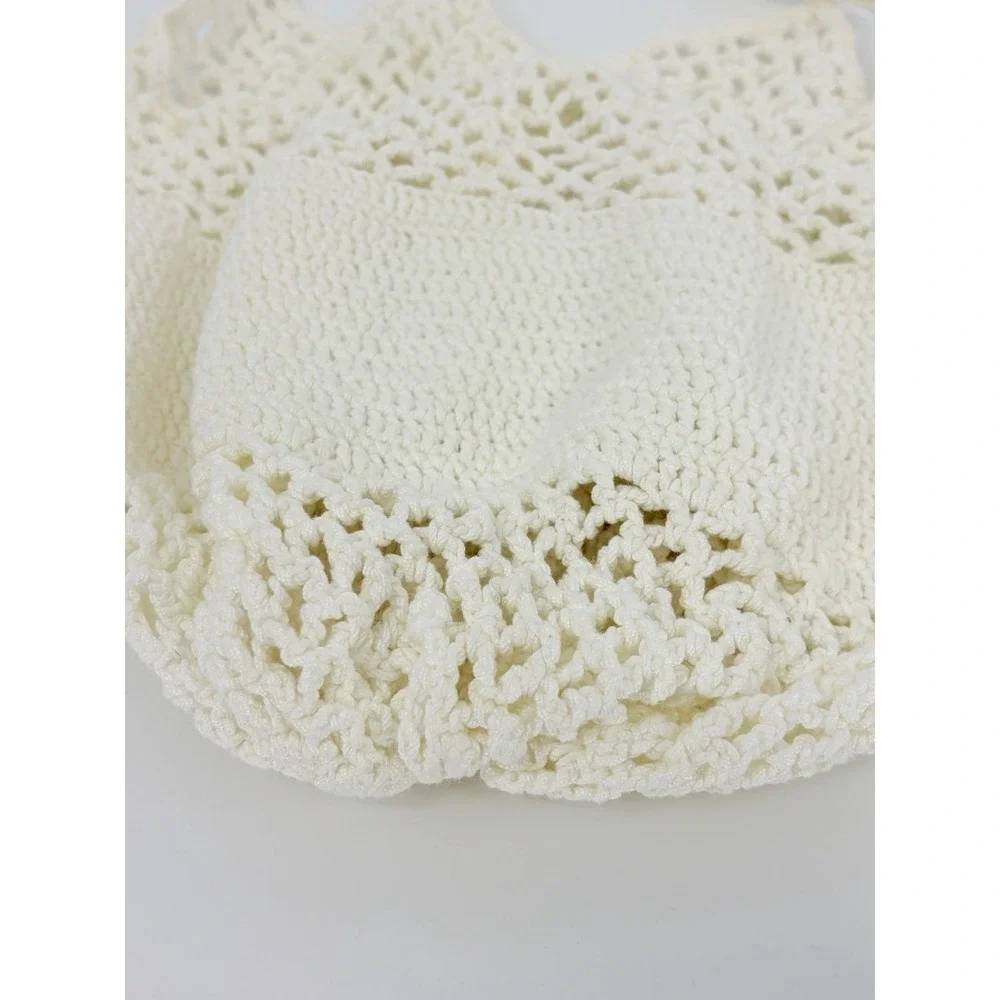 Vintage Knit Handbag Tote Purse Boho Cottagecore